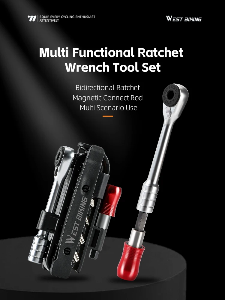 AliExpress West Biking WEST BIKING Portable Ratchet Wrench Kit Multifunction Bicycle Tools 14 In 1 Multitool Set Tyre Lever