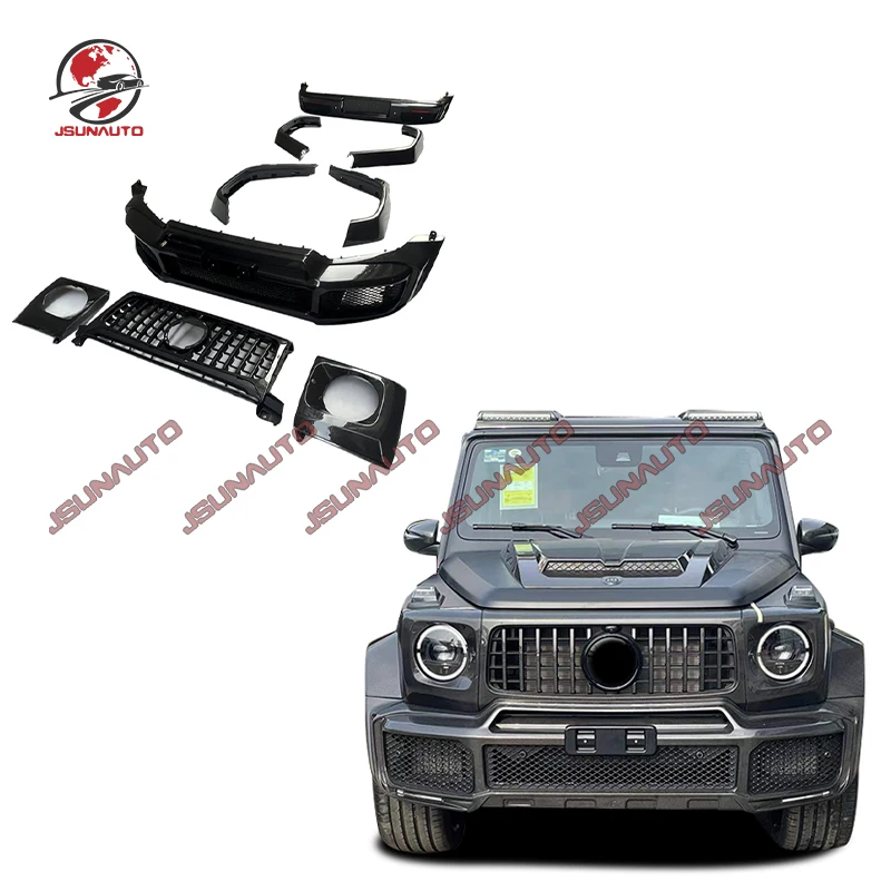 Full Dry Carbon Fiber For Benz G Class W464 B Style Body Kit Front Bumper Rear Diffuser Side Fender Hood Cover For G63 G500