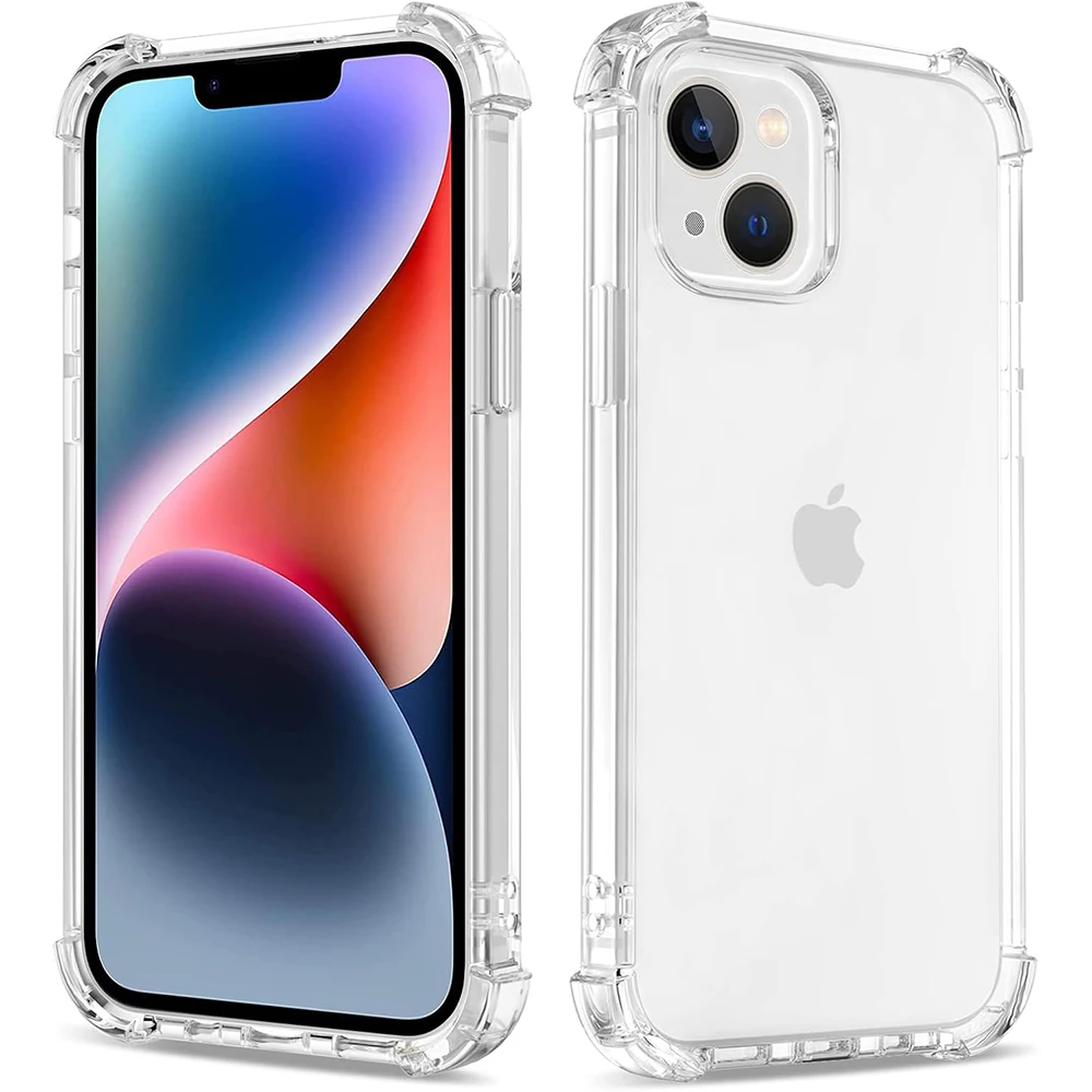 Shockproof Clear Silicone Case For iPhone 16 15 14 13 12 11 Pro Xs Max Mini XR X 7 8 6s Plus 6 SE 2020 2022 2016 5 5S Back Cover