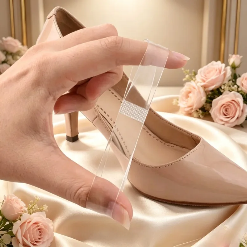 2 Pairs Invisible Elastic Silicone Heel Straps Transparent Anti Slip Ankle Shoelaces Replacement for High Heels