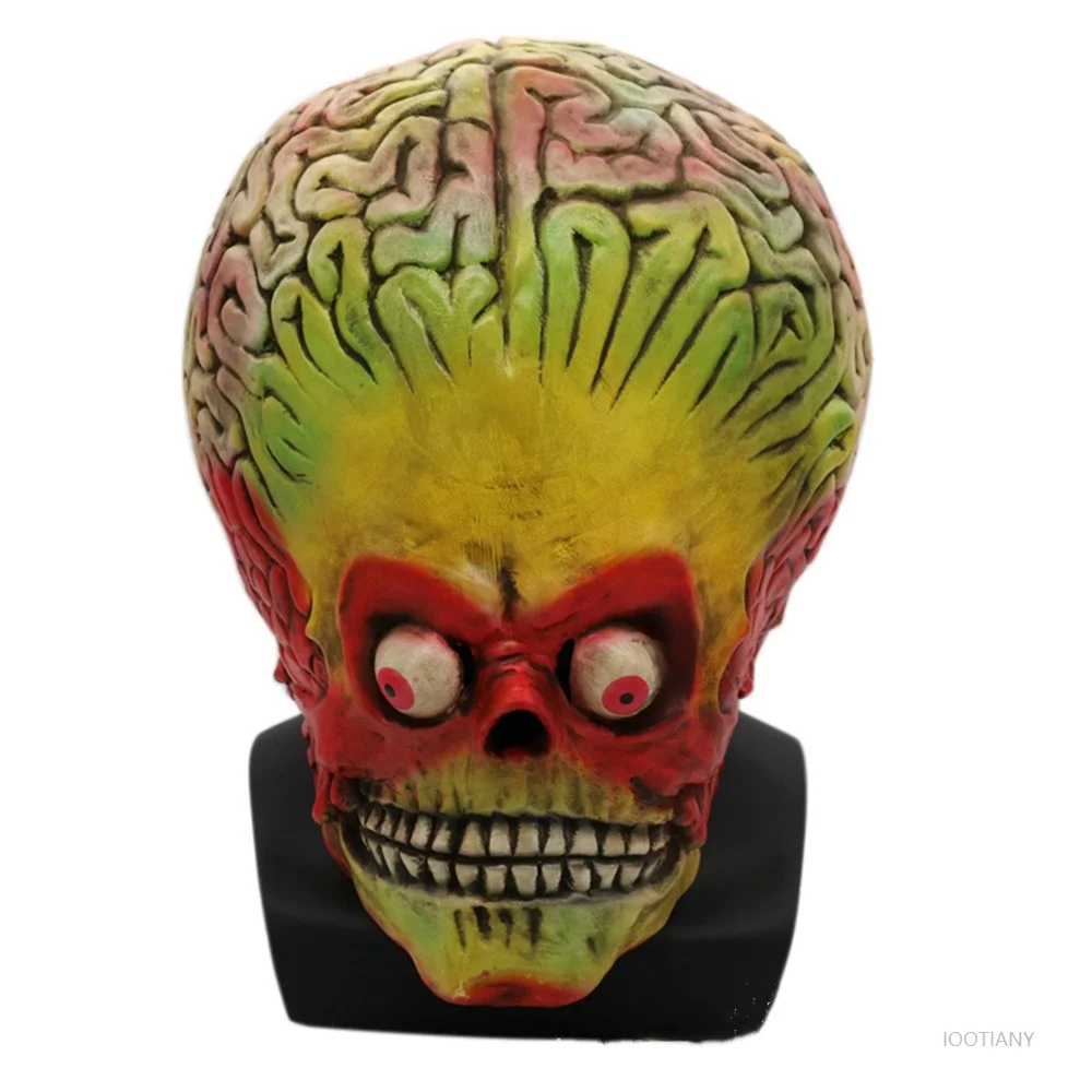 

Halloween Mask Martian Soldier Mask Skull Latex Horror Alien Brain Head Cover Carnival Party Role Play Zombie Stage Props 2025