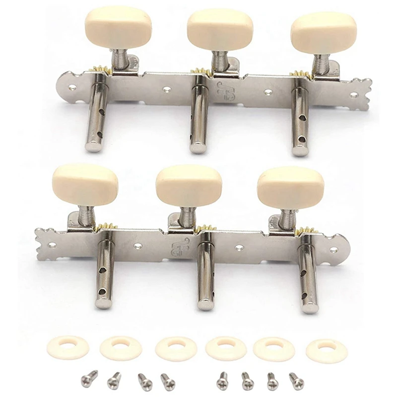 3X Peg Tuning Gitar Vintage Berlapis Emas, Kunci Tuning Mesin, Tuner Lubang Tunggal Untuk Gitar Klasik 3L 3R