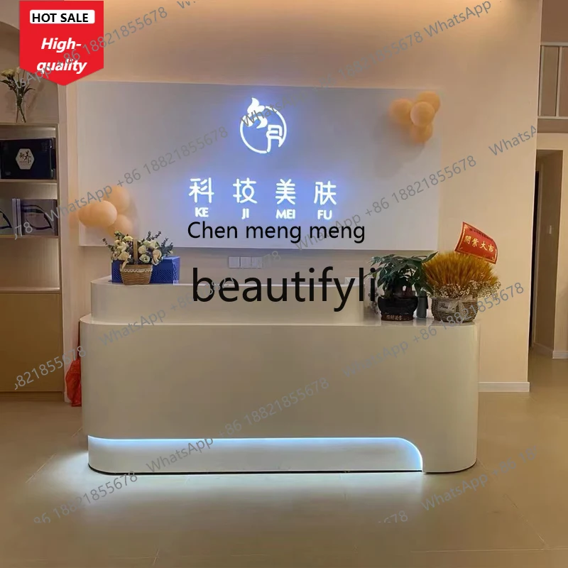 

C45 Simple beauty salon checkout page Company clothing store front desk, curved training institution reception desk