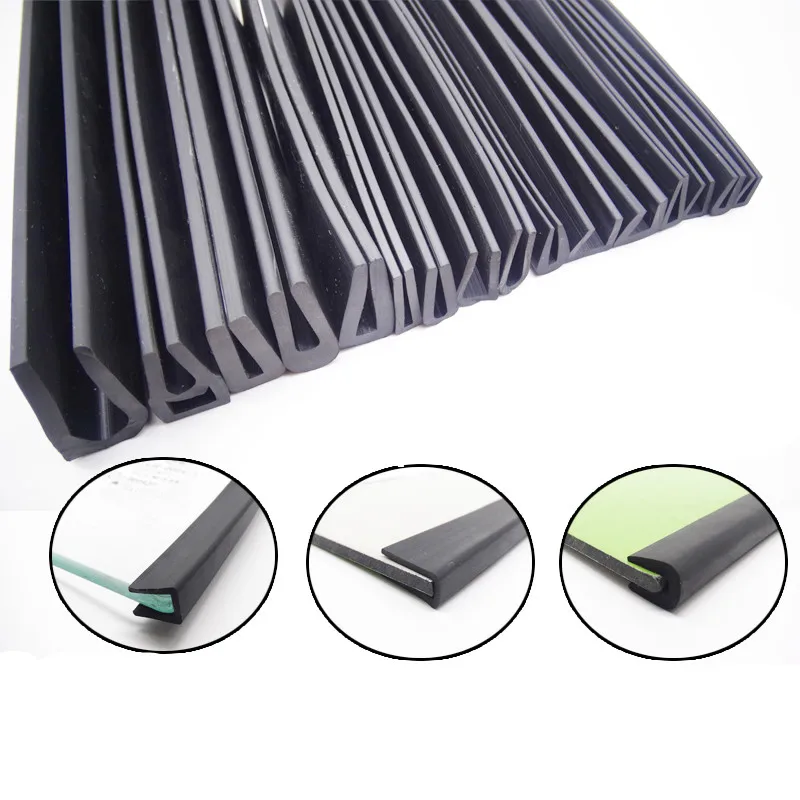 1m em forma de u tira de vedação de borracha borda escudo encloser vinculado para vidro metal painel de madeira placa porta armário protetor pára-choques