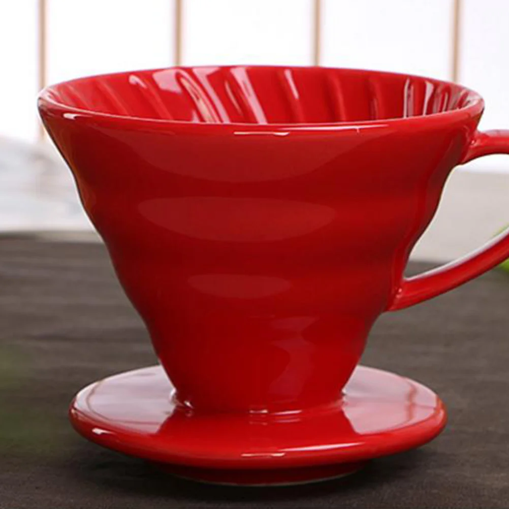 

Ceramics Coffeepot Handmade Coffee Maker Creative Coffee Kettle Practical Coffee Filter Cup for Home Office (Red, 1-4 Cups)
