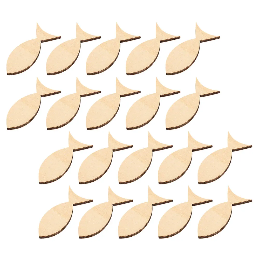 

50pcs Wooden Decoration Panels Solid Fish Set 40x19cm DIY Craft Supplies Unfinished Slices Home Decor Sewing Accessories