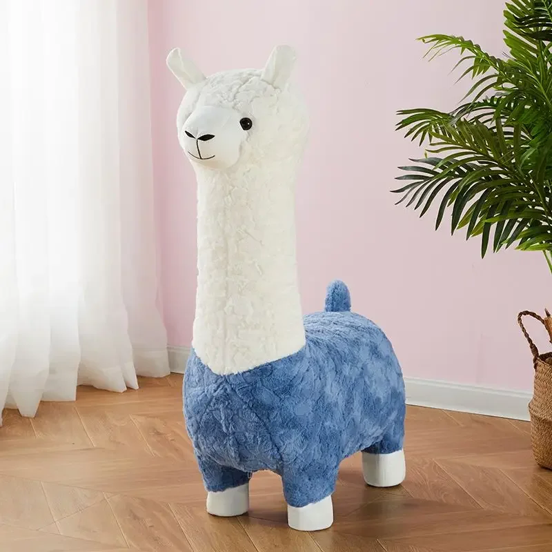 Large Creative Alpaca Stool Light Luxury Animal Stool Floor Handmade Ornaments Nordic Style Shoe Changing Stool kids couch ins