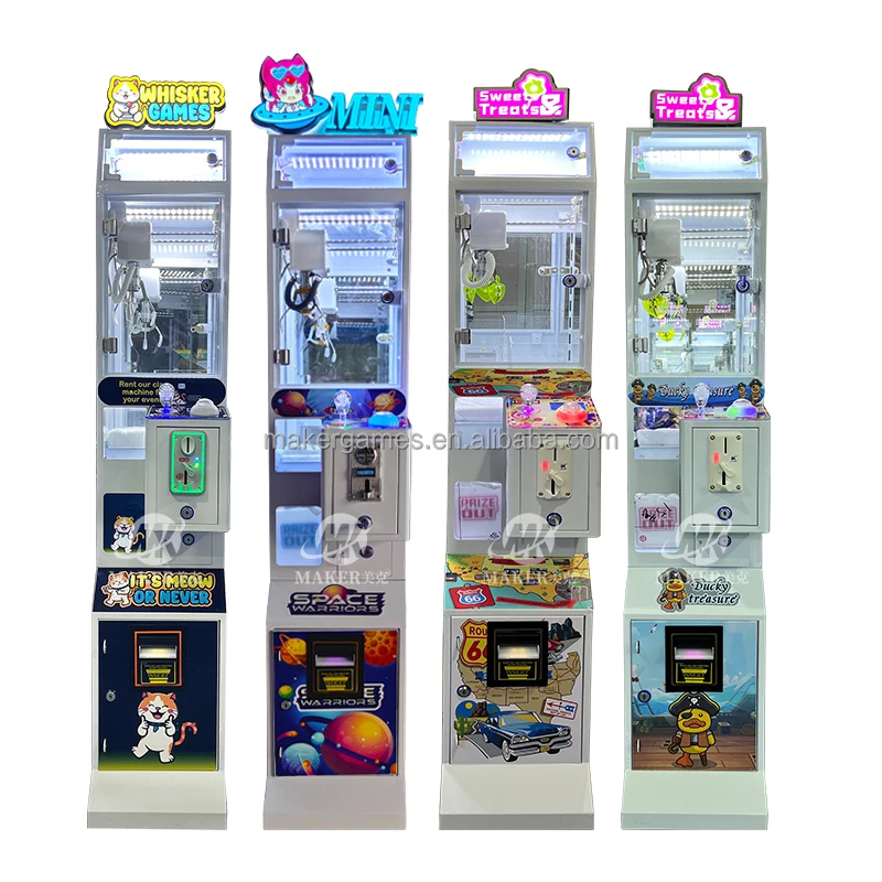 

Металлический шкаф Mega Mini Claw Crane Machine Детские любимые игрушечные капсулы Торговый автомат Прицепление купюр Монета Толкатель жетон