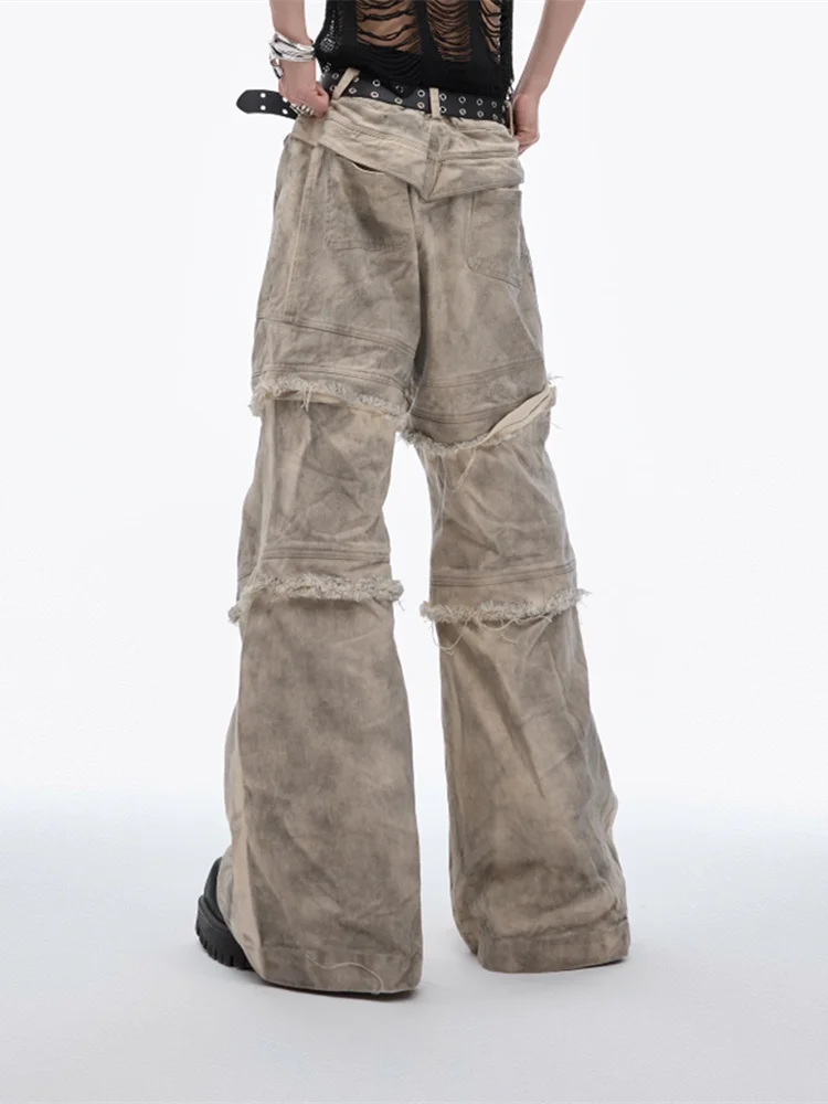 2024 Ropa Grunge Y2k Streetwear Vintage Grey Baggy gestapelte Jeans Cargo hose für Männer Kleidung weites Bein Gothic lose lange Hose