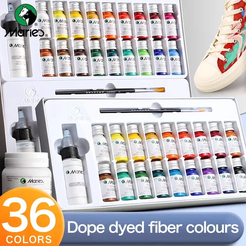 

Marie’s Dope-Dyed Fiber Permanent Fabric Paint 12-36 Colors Set 10ml/Tube Textile Acrylic Paints for Clothes Canvas Waterproof