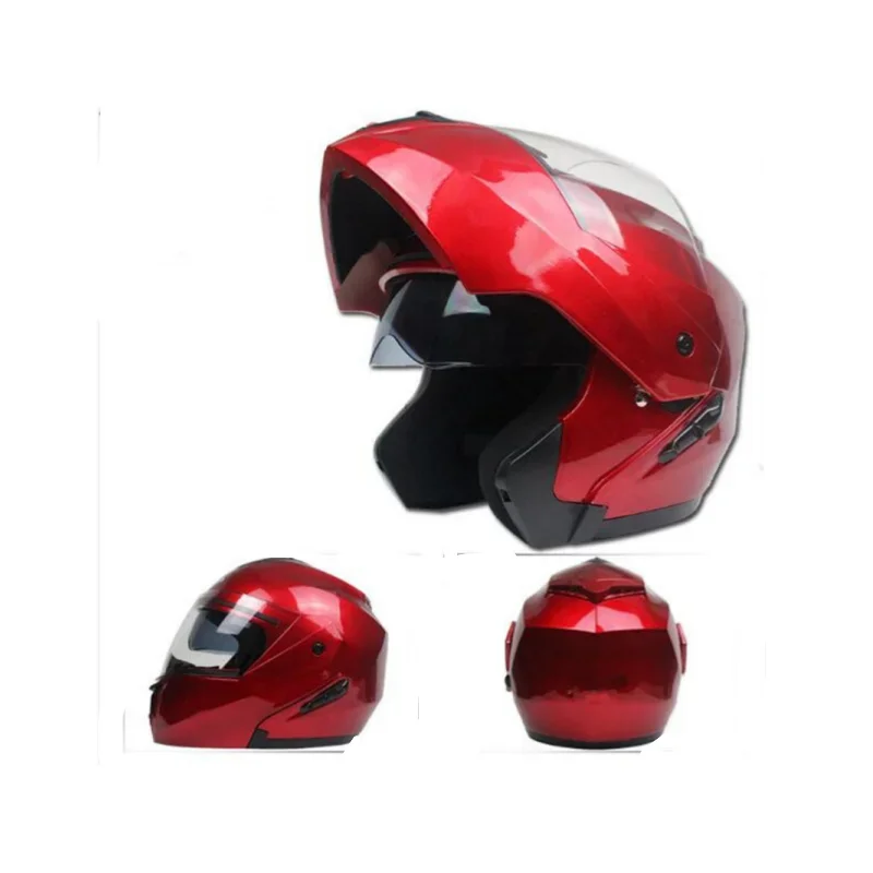

Red Color latest high-quality motorcycle modular flip helmet ABS material dual lens full helmet DOT batch