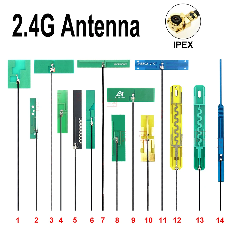 5Pcs 2.4Ghz 5.8Ghz Antenna WiFi internal 2.4G 5.8G PCB Soft Antenna IPEX IPX High Gain 2400Mhz For ZigBee Bluetooth Module