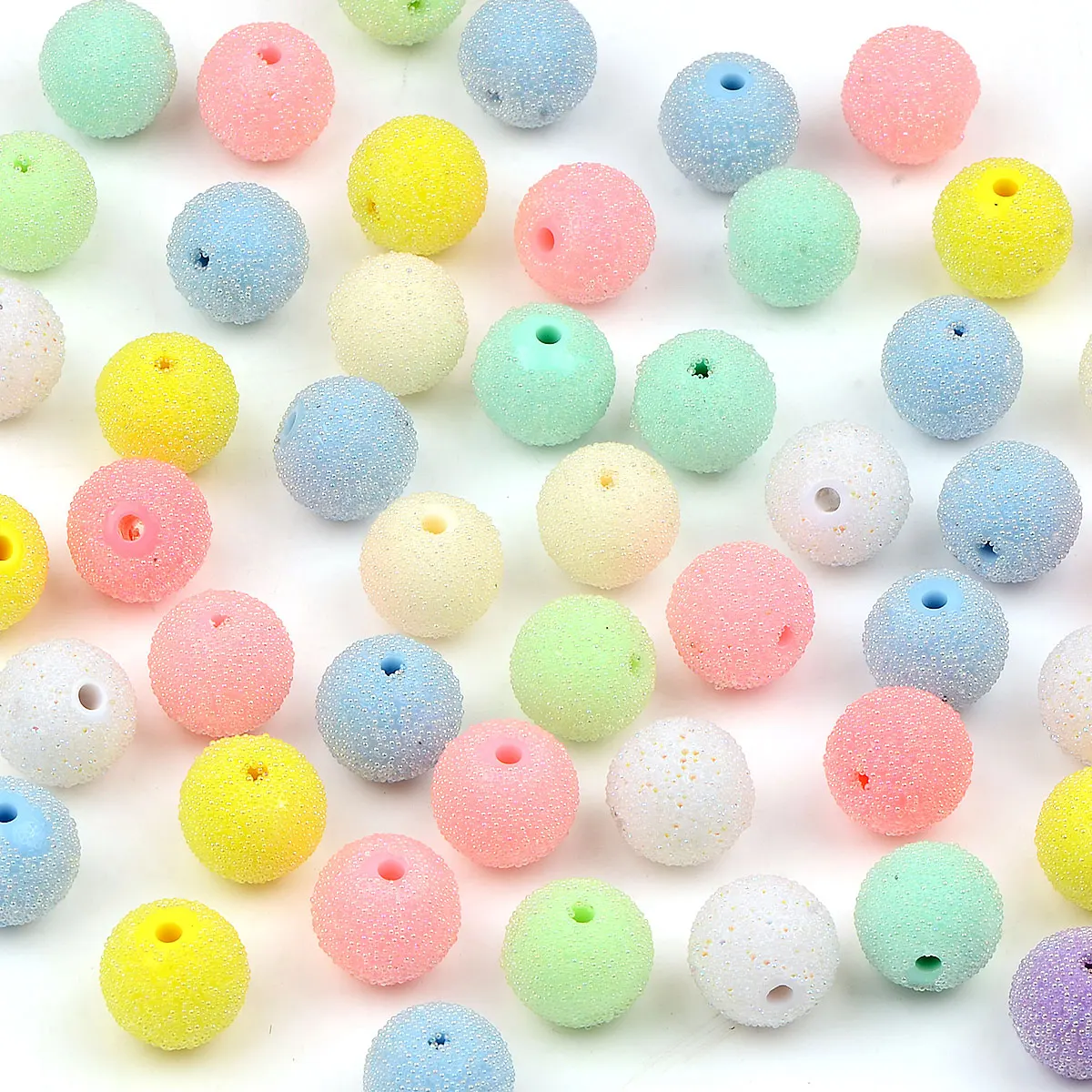 1.5cm 10pcs Resin Ball Acrylic Beads Round Shape Sugar Sand Colorful Charm Loose Beads DIY Bracelet Necklace Accessories