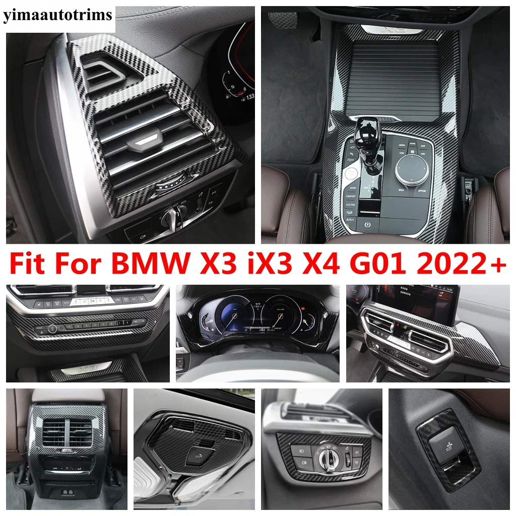 

Gear Panel / Dashboard Frame / Window Lift /Navigation Strip Cover Trim For BMW X3 iX3 X4 G01 2022 2023 Carbon Fiber Accessories