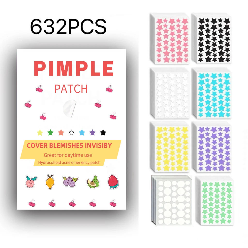 

632CS Circle&Star Shape Pimple Patch Acne Cute Colourful Invisible ,Suitable For Different , Invisible Patch.