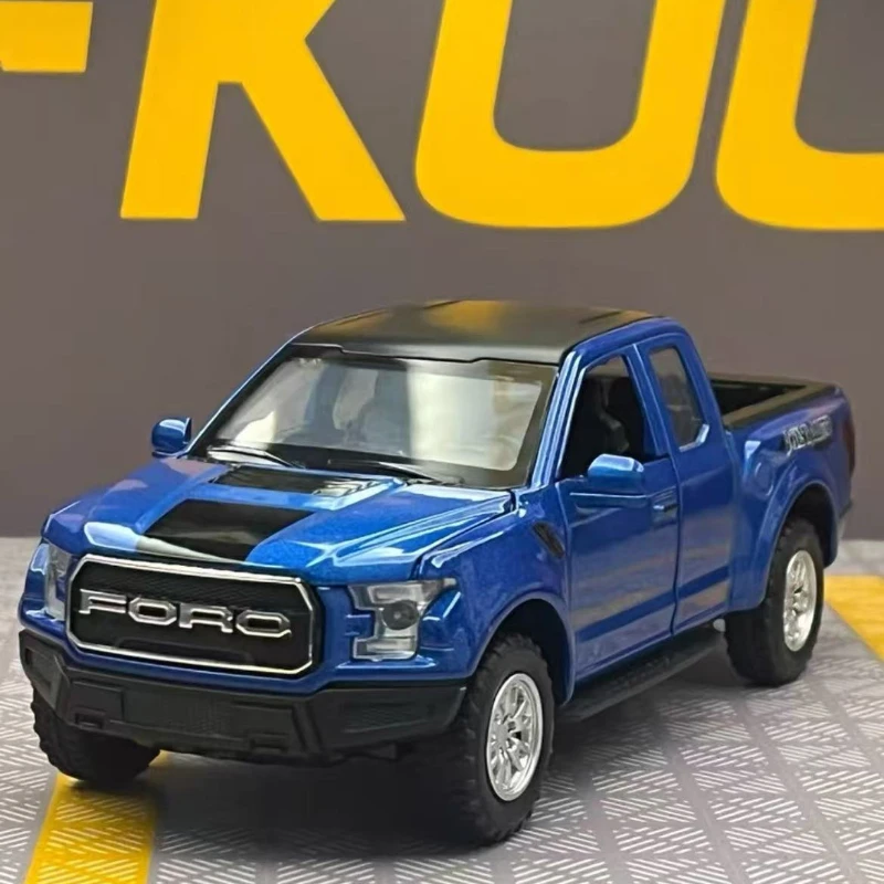 1:32 ford raptor f150 captador veículo off-road diecast liga de metal modelo carro som luz puxar para trás brinquedos amor