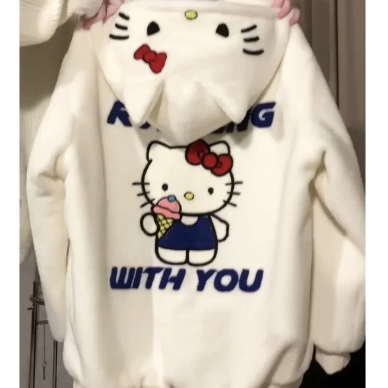 girls-hello-kitty-faux-shearling-hoodie-fleece-cute-fluffy-warm-casual-coat-for-older-kids-daily-wear
