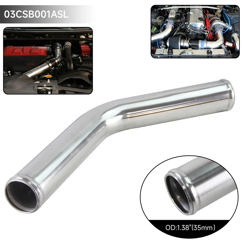 

Universal 35mm 1.38" 45 Degree Aluminum Turbo Intercooler Pipe Piping Tubing Turbocharged System L=300mm