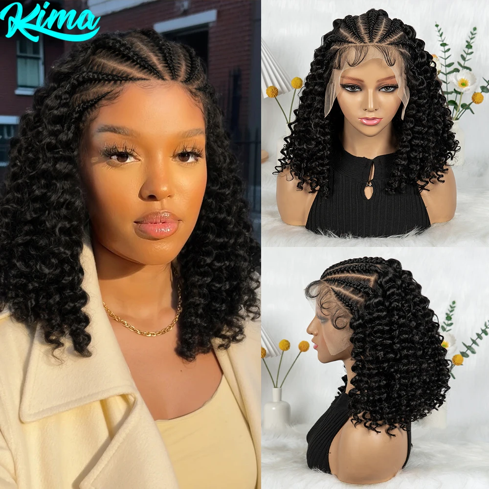 

KIMA Новый стиль плетеный парик с волнистыми волосами 13x6 кружевной парик Cornrow с перегородкой в виде вьющихся волос и детскими волосами для чернокожих женщин