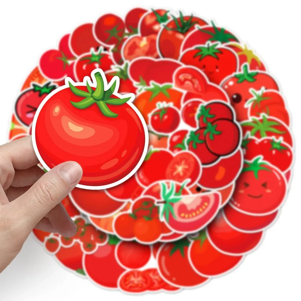 50PCS New Tomato Sticker Plant Cartoon Stationery Flat Luggage Bottle Guitar Computer Helmet Clip Wall Sticker Decoration