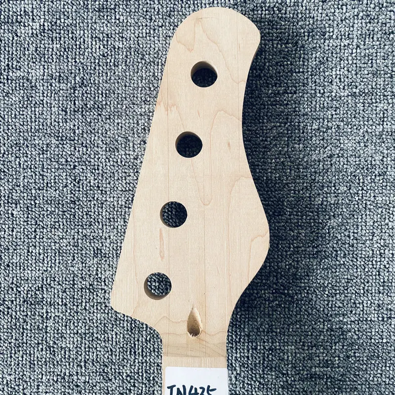 IN435 Custom Order 4 String Electric Bass Neck Semi Finishing No Frets Without Paints Natural Maple Wood DIY Replace Bass Parts