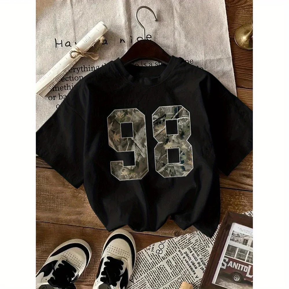 

Women'S Summer Casual T-Shirt - 100% Pure, Soft and Comfortable, Short Sleeve, Round Neck, Digital Graffiti Print