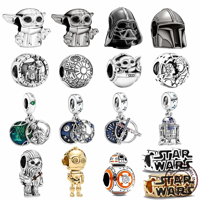 HEROCROSS Yoda Black Samurai Charms Beads 925 Sterling Silver Fit Pandora Original Bracelet DIY Women's Jewelry