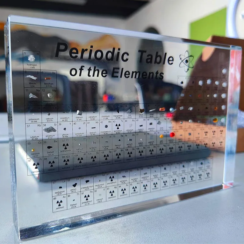 3D Acrylic Periodic Table with Real Elements Source Chemical Periodic Table of Elements Samples Chemistry Decorations Display