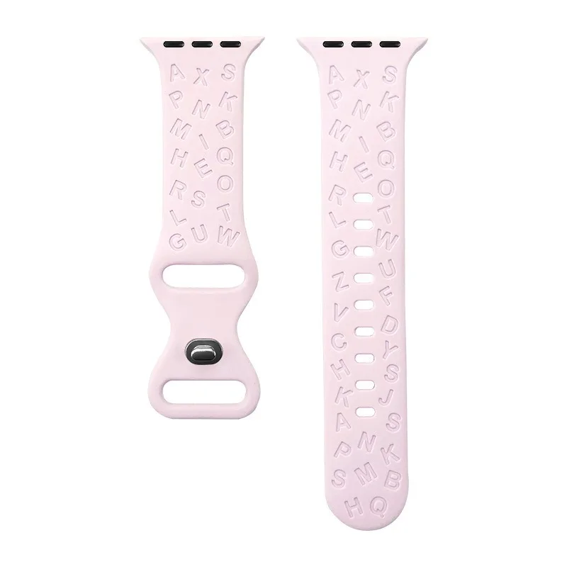 Siliconen Band Voor Apple Watch Ultra2 49Mm 44Mm 40Mm 45Mm 41Mm 38Mm 42Mm Gegraveerde Band Voor Iwatch Serie 9 8 7 6 5 4 Armband