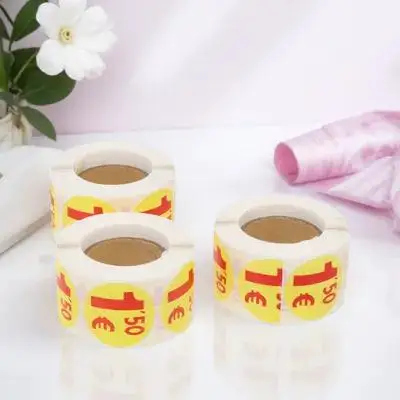 1500 個の価格ラベルステッカー 1.25 ユーロ自己粘着デカールスーパーマーケットガレージセール小売ビジネス用空白ラウンドラベル