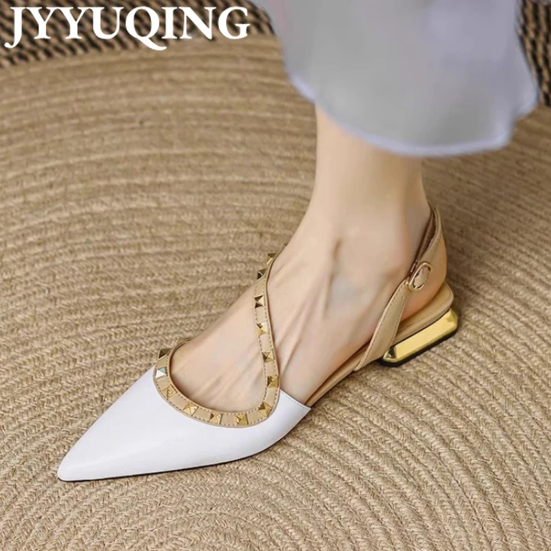 

Women's Sandals Summer High Heels Pointed Toe Shoes Elegant 2025 Slingback Slippers Marie Janes Shoes Dress Party Pumps Mujer