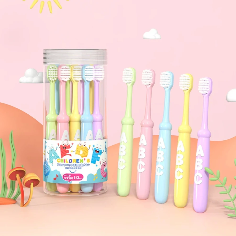 

4/10 pcs Children's soft bristled toothbrush, cleaning and protecting gums, suitable for babies aged 6-12 years old