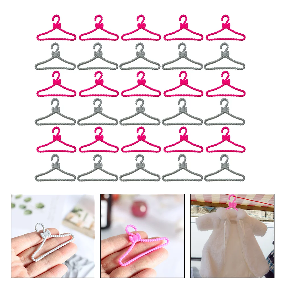 60 Pcs Mini Dress Holder Hanger Coat Hangers Small Toy Baby Clothes Plastic