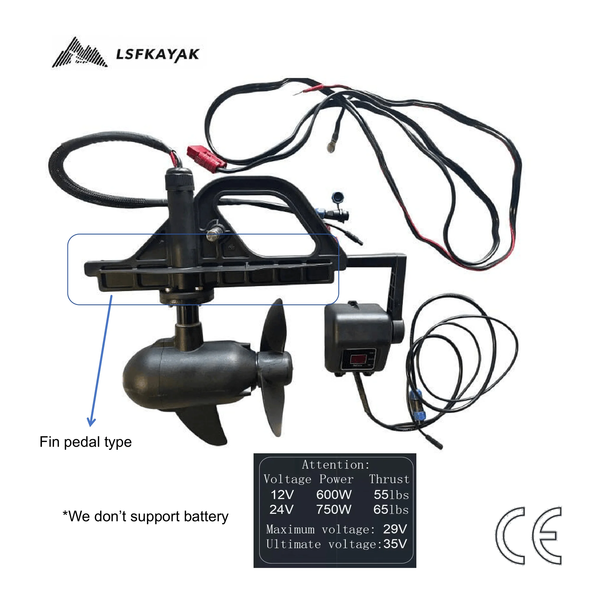LSF Aluminum Hybrid 55LBS/65LBS 12V/24V Electric Trolling Motor for 1 Person Kayak Diver Use High Speed & Easy Operation