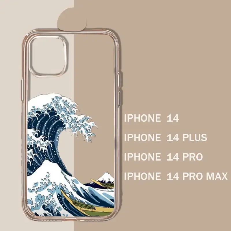 The Kanagawa surf  Great Blue Wave Phone Case Transparent soft For iphone 11 13 12 14 15 pro max mini plus