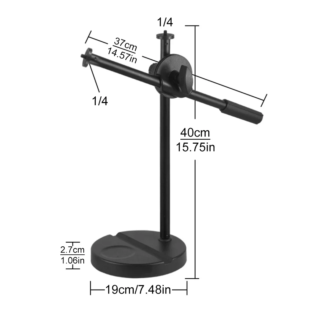 Microphone stand desk microphone bracket, telephone tripod boom arm, adjustable 3/8 inch, light for broadcast