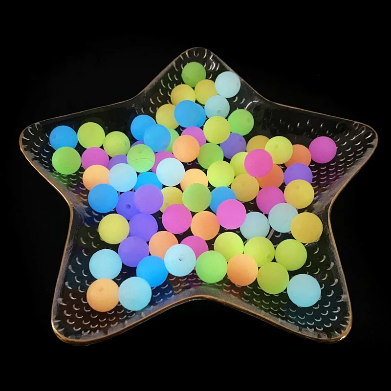 10/20Pcs Luminous Silicone Beads 12mm 15mm 19mm Silicone Loose Glow In The Dark Beads for Jewelry Marking Necklace Accessories