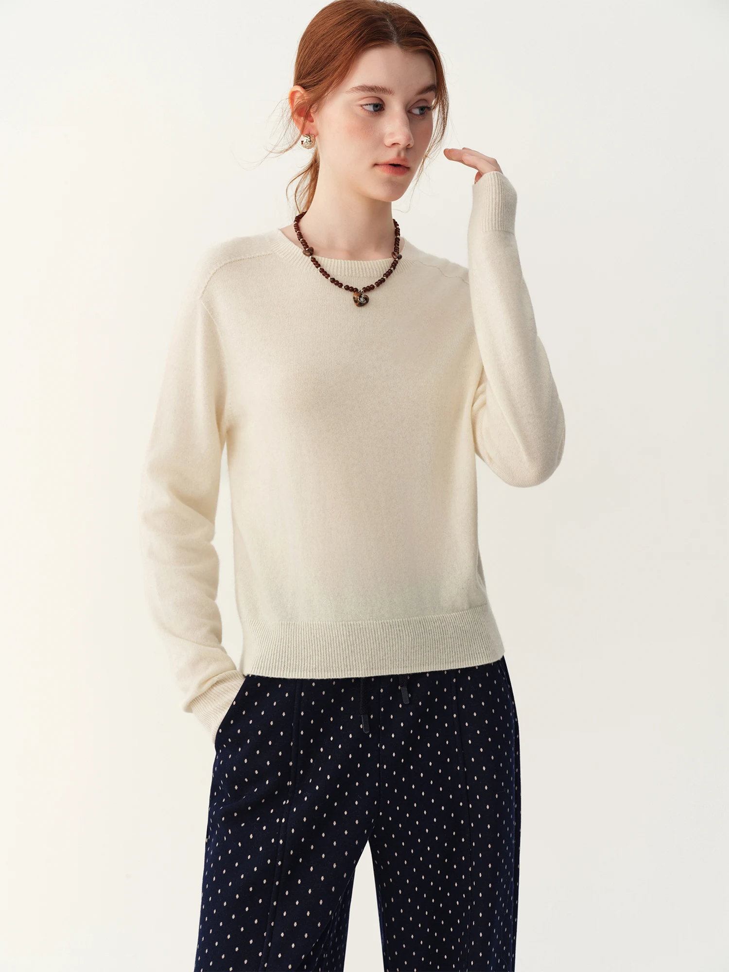 FSLE Damen 100% Wollpullover mit Rundhalsausschnitt 2026 Winter Neuheit Weicher Warmer Strickpullover Basic Vielseitiges Freizeit-Oberteil – Detail 14