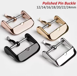 Stainless Steel Watch Strap Buckle Silver Gold Black Polished Metal Watchband Pin Clasp 12 14 16 18mm 20mm 22mm 24mm Accessories