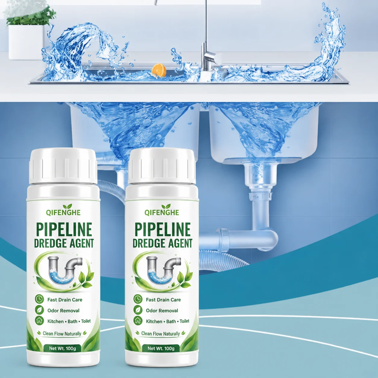 Multi-Purpose Kitchen Drain Unblocker Powder Dissolves Hair & Grease, Prevents Blockages, Easy to Use for Sink & Pipe Cleaning view 6