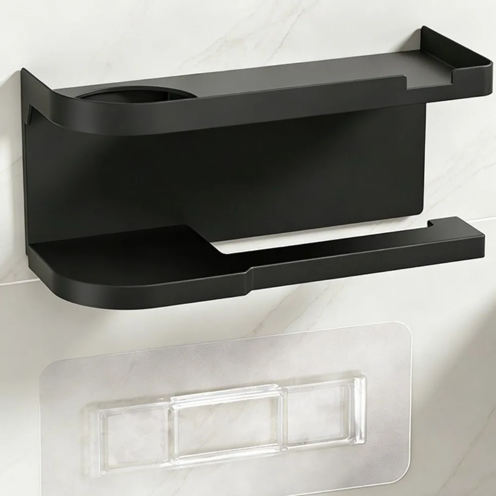 Self Adhesive Toilet Roll Paper Holder Wall Mounted Plastic Tissue Storage Rack Punch-Free Space Saving Tissue Rack Restroom Use - view 2