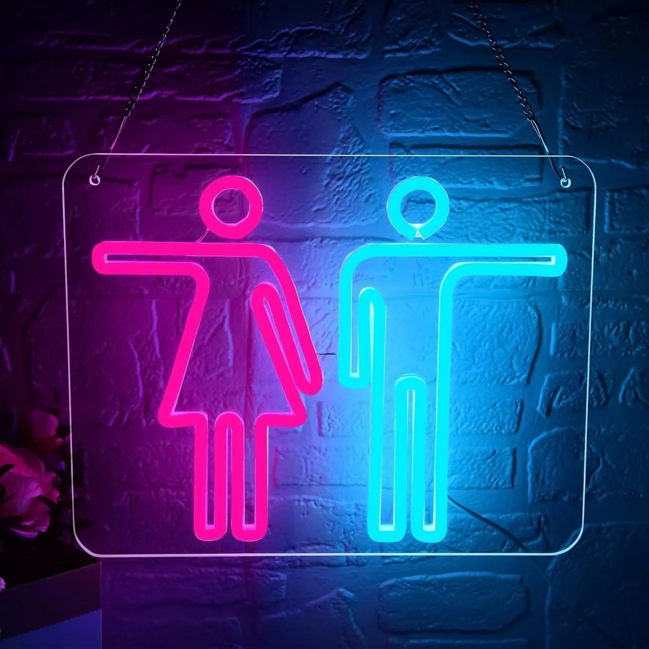 Two Color Male Female Restroom Neon Sign USB LED Wall Hanging Light Toilet Symbol Decor For Bar Hotel Cafe Bathroom Decoration