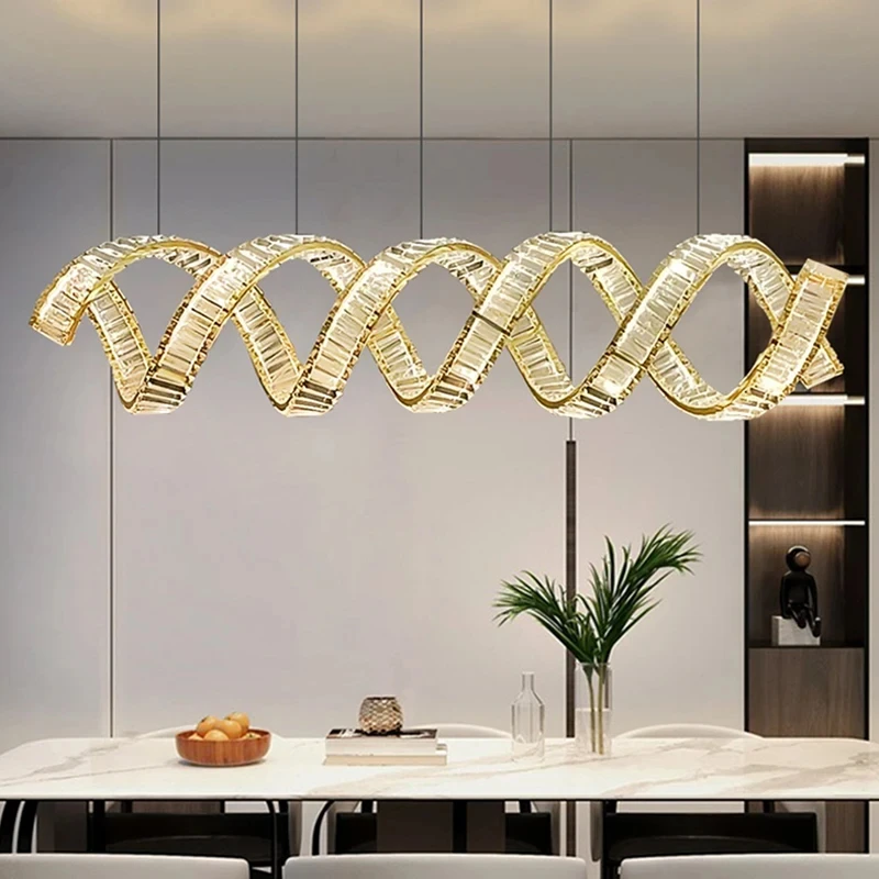 Luxury restaurant pendant light, modern LED crystal pendant light, creative home decoration spiral pendant light YX460TB