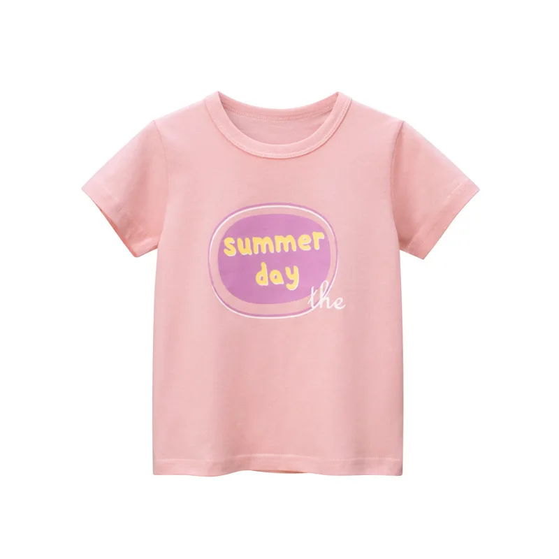 

2-8T Toddler Kid Baby Girls Clothes Summer Cotton Top Infant Short Sleeve T shirt Cute Sweet Childrens Tshirt Loose Outfits