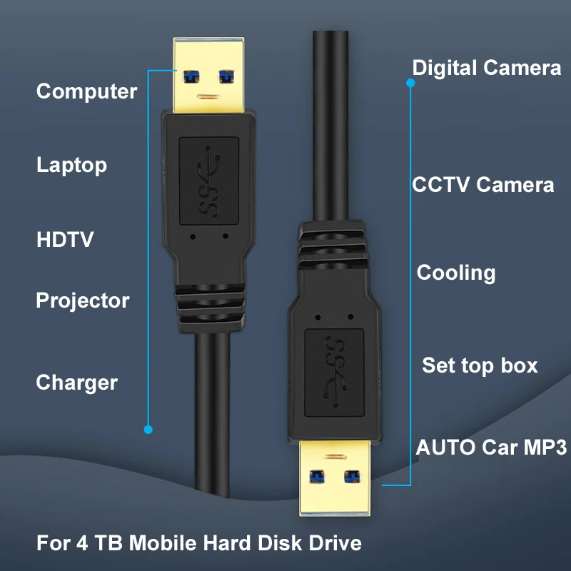 0.3m USB 3.0 Data transmission Cable with 5 Gbps Ultr-fast data transmit transfer for PC Laptop Projector Mobile Hard Disk etc