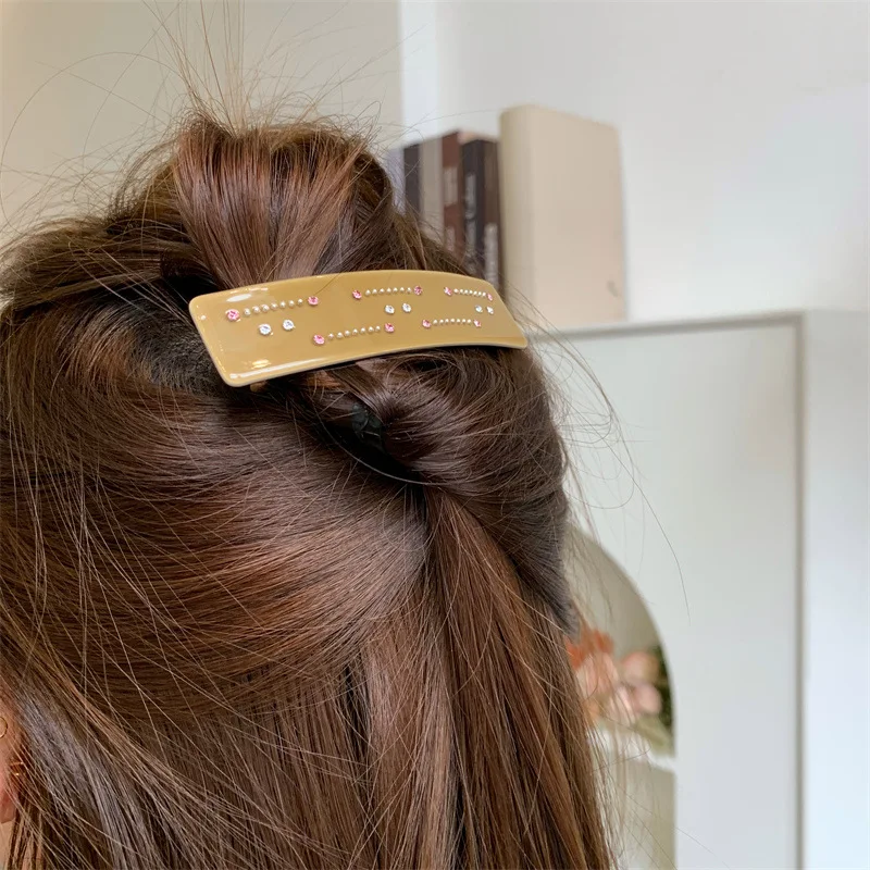 Korea High Quality Thickened Full Drill Steel Ball Acetate Spring Hair Clip Sweet Hairpins Shark Clip Hair Accessories for Women