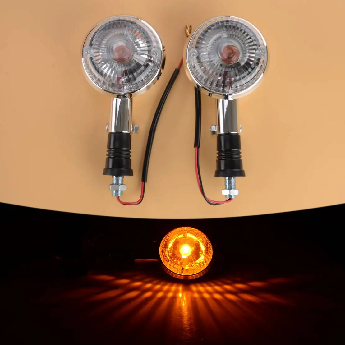 1 Pair Clear Lens Turn Signal Light Indicator DC 12V Fit For Yamaha XV250 XV400 XV535 XV750 XV1100 Virago VMAX 1200 SR 400