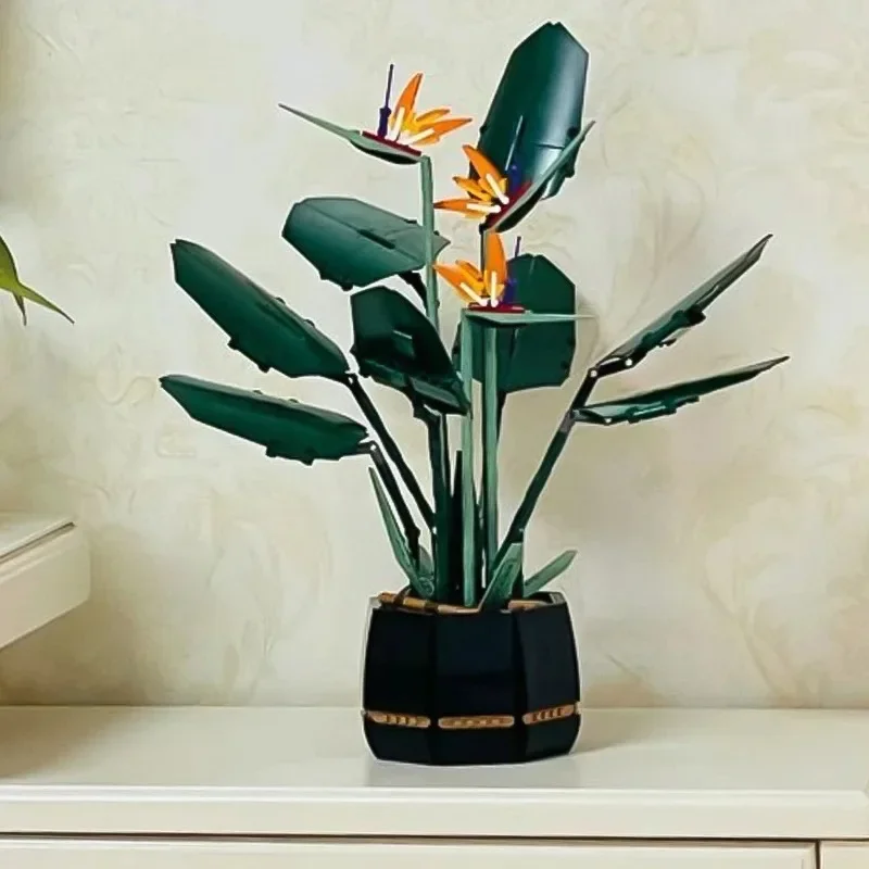 10289 Bird of Paradise Bouquet Building Blocks Set, Artificial Flower Plant Collection, Home Decor & Office Artwork Kids Adults