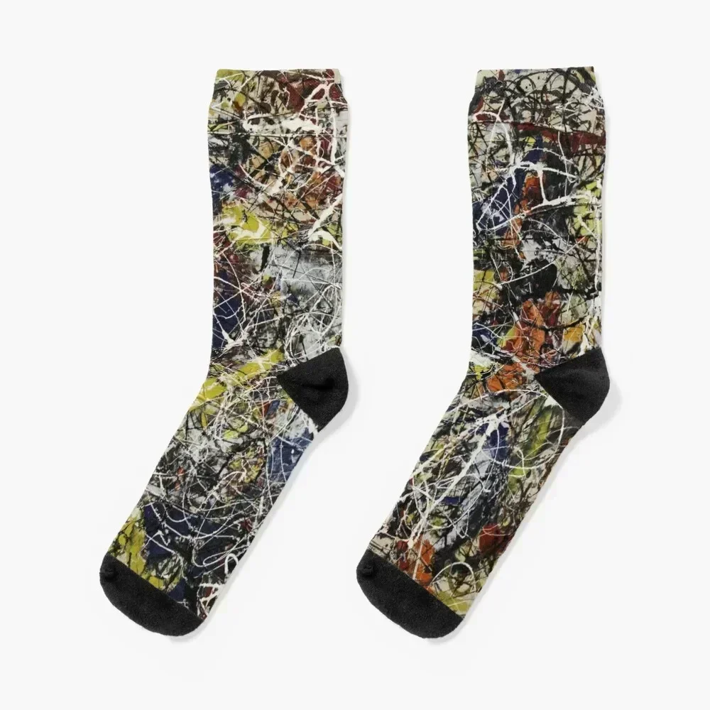 

Number 17a--- Jackson Pollock Socks Thermal man winter christmas stocking tennis moving stockings Mens Socks Women's
