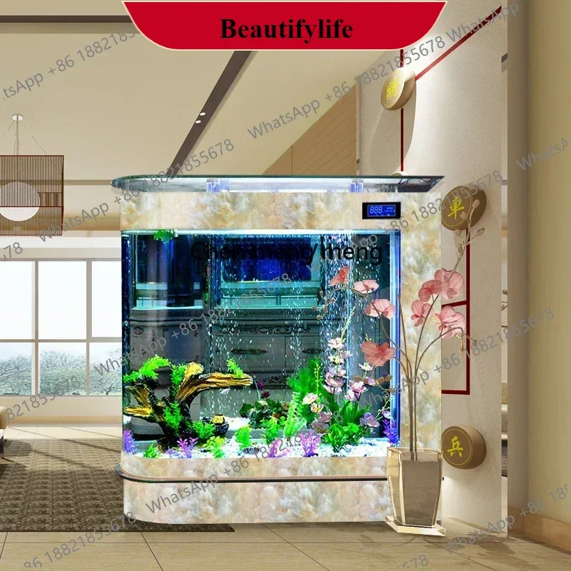 

Z0189Bullet Fish Tank Aquarium Large Fish Globe Partition Ecological Glass Fish Tank Bar Counter